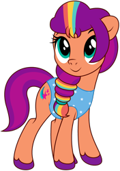 Size: 2212x3148 | Tagged: safe, artist:c1trine, artist:loladreamteam, sunny starscout, earth pony, pony, g4, g5, spoiler:g5, clothes, g5 to g4, generation leap, high res, mane stripe sunny, simple background, solo, swimsuit, transparent background