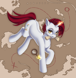 Size: 1209x1236 | Tagged: safe, artist:gabrilis, oc, oc:snowy, oc:snowy do, pony, unicorn, magic, map, solo