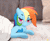 Size: 1500x1220 | Tagged: safe, artist:n0nnny, rainbow dash, pegasus, pony, g4, angry, animated, bed, bedroom eyes, behaving like a cat, blanket, blushing, chest fluff, clipping, discussion in the comments, dock, eye clipping through hair, eyebrows, eyebrows visible through hair, eyes closed, fangs, frame by frame, gif, link in source, looking back, meme, open mouth, pillow, ponified, ponified animal photo, ponified animal video, rainbow dash is not amused, reference in the comments, solo, tail, unamused, video reference, yoink