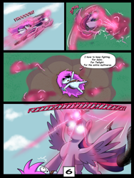 Size: 7500x10000 | Tagged: safe, artist:chedx, twilight sparkle, alicorn, pony, comic:learning with pibby glitch battles, g4, comic, commission, crossover, female, fight, mare, multiverse, pibby, twilight sparkle (alicorn)