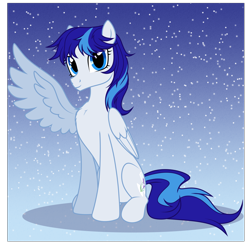 Size: 3000x3000 | Tagged: safe, artist:nika-rain, oc, oc only, oc:snowflake flower, pegasus, pony, commission, cute, female, gradient background, high res, show accurate, solo