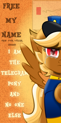 Size: 2715x5494 | Tagged: safe, artist:php178, derpibooru exclusive, swift reply, pegasus, pony, g4, angry, battle stance, colored wings, crying, cute, determination, determined, determined face, envelope, equestria font, female, glare, gradient background, hat, highlights, letter, looking at you, mail, mailmare hat, mailmare uniform, mailpony, mare, mouthpiece, movie accurate, multicolored mane, multicolored tail, narrowed eyes, nc-tv signature, op has a point, red eyes, shading, shadow, shrunken pupils, solo, striped mane, striped tail, tail, tears of anger, tears of pain, teary eyes, telegram pony is not amused, text, two toned wings, unamused, vent art, wings