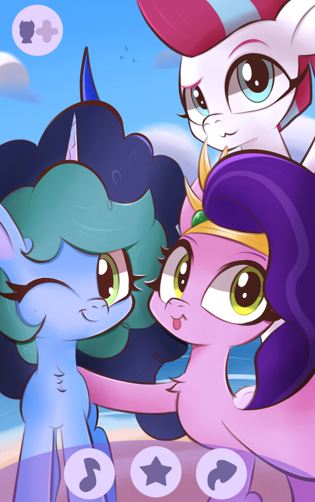 [:p,beach,bird,chest fluff,cloud,cute,eyebrows,female,g5,looking at you,mare,ocean,pegasus,pony,safe,siblings,sisters,sky,trio,unicorn,water,wink,tongue out,raised eyebrow,one eye closed,selfie,colored eyebrows,smiling,smiling at you,trio female,three quarter view,winking at you,mistybetes,adorapipp,zipp storm,pipp petals,adorazipp,royal sisters (g5),artist:thebigstuff89,misty brightdawn]