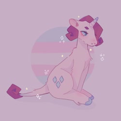 Size: 1440x1440 | Tagged: safe, artist:ariariari.png, rarity, pony, unicorn, g4, colored hooves, female, leonine tail, pride, pride flag, solo, sparkles, tail, trans female, transgender, transgender pride flag, unshorn fetlocks