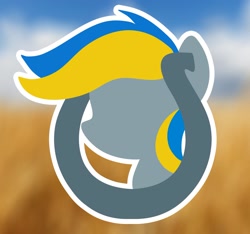 Size: 1500x1403 | Tagged: safe, artist:bronucon_in_ua, oc, oc:ukraine, pony, bronucon, bronucon 2023, bronukon, convention, logo, nation ponies, ponified, silhouette, ukraine