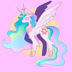 Size: 1440x1440 | Tagged: safe, artist:ariariari.png, princess celestia, alicorn, pony, g4, concave belly, crown, jewelry, regalia, solo