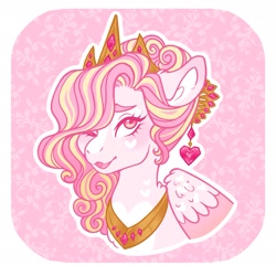 Size: 2057x2057 | Tagged: safe, artist:merviellee, oc, oc only, pegasus, pony, bust, high res, magical lesbian spawn, offspring, parent:fleur-de-lis, parent:princess cadance, solo