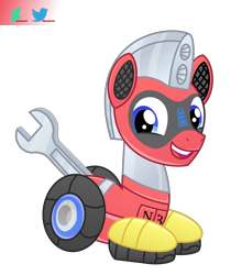 Size: 6600x7491 | Tagged: safe, artist:kuren247, oc, oc:trackhead, pony, robot, robot pony, art trade, cute, looking at you, simple background, smiling, solo, transparent background, vector