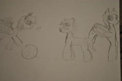 Size: 3872x2592 | Tagged: safe, derpy hooves, dinky hooves, oc, oc:bitsy nibbles, g4, high res, traditional art