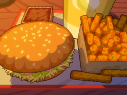 Size: 800x600 | Tagged: safe, artist:rangelost, cyoa:d20 pony, burger, cyoa, food, french fries, hay burger, no pony, offscreen character, pixel art, story included