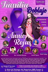Size: 1365x2048 | Tagged: safe, starlight glimmer, human, g4, actress, anime, annie rojas, barely pony related, cancer (disease), charity, convention, demon slayer, dubbing, latin american, mexican, mexico, nezuko kamado, poster, spanish text
