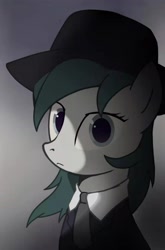 Size: 1120x1692 | Tagged: safe, oc, oc:夜斓, earth pony, pony, clothes, gray background, looking at you, necktie, simple background, solo, suit