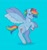 Size: 947x998 | Tagged: safe, artist:ariariari.png, rainbow dash, pegasus, pony, g4, alternate hairstyle, blue background, bracelet, colored hooves, ear piercing, female, jewelry, lesbian, lesbian pride flag, piercing, pride, pride flag, rearing, simple background, smiling, solo, spread wings, wings