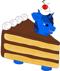 Size: 1618x1920 | Tagged: safe, artist:mazz, oc, oc only, oc:bluethecake, pony, unicorn, cake, cherry, food, simple background, solo, transparent background