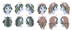 Size: 2800x1200 | Tagged: safe, artist:jewellier, oc, oc only, oc:dusty soil, earth pony, pony, bust, clothes, cute, disembodied head, female, headscarf, mare, portrait, reference sheet, scarf, simple background, white background