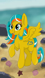 Size: 964x1652 | Tagged: safe, artist:annuthecatgirl, oc, oc only, oc:ocean breeze, pegasus, pony, beach, solo