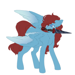 Size: 1280x1280 | Tagged: safe, artist:kazmuun, oc, oc:sugarblade, pegasus, pony, female, knife, mare, mouth hold, simple background, solo, transparent background