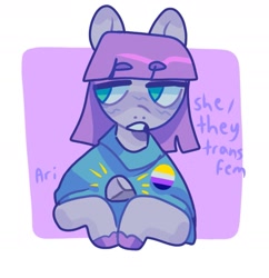 Size: 1387x1434 | Tagged: safe, artist:ariariari.png, boulder (g4), maud pie, earth pony, pony, g4, nonbinary, nonbinary pride flag, pride, pride flag, pronouns, rock, solo