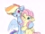 Size: 2162x1660 | Tagged: safe, artist:lbrcloud, fluttershy, rainbow dash, pegasus, pony, g4, blush sticker, blushing, colored sketch, cute, duo, duo female, female, hug, lesbian, looking at each other, looking at someone, mare, one eye closed, open mouth, open smile, ship:flutterdash, shipping, side hug, simple background, sketch, smiling, smiling at each other, spread wings, white background, wings