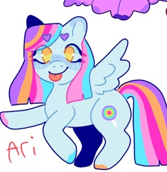 Size: 1164x1202 | Tagged: safe, artist:ariariari.png, oc, oc only, oc:dolly flash, pegasus, pony, g4, colored hooves, multicolored hair, pegasus oc, simple background, solo, white background