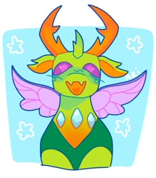 Size: 1098x1252 | Tagged: safe, artist:ariariari.png, thorax, changedling, changeling, g4, happy, king thorax, looking at you, smiling, smiling at you, solo