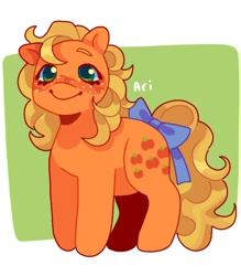 Size: 1440x1641 | Tagged: safe, artist:ariariari.png, applejack (g1), earth pony, pony, g1, bow, freckles, solo, tail, tail bow