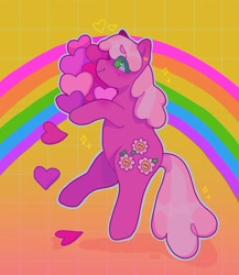 Size: 1440x1657 | Tagged: safe, artist:ariariari.png, cheerilee, earth pony, pony, g4, heart, rainbow, solo, valentine's day card