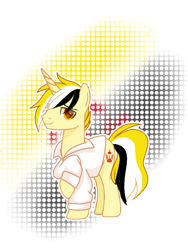 Size: 720x960 | Tagged: safe, artist:diniarvegafinahar, pony, unicorn, brunei, clothes, male, nation ponies, ponified, raised hoof, shirt, simple background, solo, stallion, white background