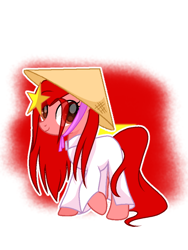 Size: 720x960 | Tagged: safe, artist:diniarvegafinahar, earth pony, pony, asian conical hat, female, hat, mare, nation ponies, ponified, simple background, solo, stars, vietnam, white background