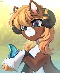 Size: 2000x2444 | Tagged: safe, artist:hakaina, oc, oc only, butterfly, pony, high res, solo, unshorn fetlocks
