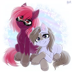 Size: 2300x2300 | Tagged: safe, artist:hakaina, oc, oc only, earth pony, pony, duo, high res, sunglasses