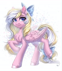 Size: 2765x3198 | Tagged: safe, artist:hakaina, oc, oc only, oc:bay breeze, pegasus, pony, bow, chest fluff, ear fluff, hair bow, high res, solo