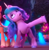 Size: 258x265 | Tagged: safe, screencap, izzy moonbow, sunny starscout, earth pony, pony, unicorn, bridlewoodstock (make your mark), g5, my little pony: make your mark, my little pony: make your mark chapter 4, spoiler:g5, 3d, bridlewoodstock, cropped, crystal, derp, duo, faic, female, flower, forest, lumi-bloom, mare, open mouth, raised hoof, solo focus