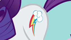 Size: 1280x720 | Tagged: safe, screencap, rarity, pony, unicorn, g4, magical mystery cure, season 3, female, flank, mane, mare, rainbow dash's cutie mark, solo, swapped cutie marks, tail