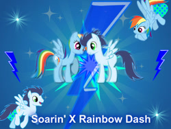 Size: 600x450 | Tagged: safe, artist:loobie1998, rainbow dash, soarin', pegasus, pony, g4, female, male, mare, ship:soarindash, shipping, stallion, straight, wallpaper