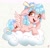 Size: 2650x2534 | Tagged: safe, artist:galaxy swirl, cozy glow, pegasus, pony, g4, cloud, female, filly, floppy ears, foal, happy, high res, open mouth, open smile, simple background, smiling, solo, white background