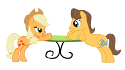 Size: 900x507 | Tagged: safe, artist:asdflove, applejack, caramel, earth pony, pony, g4, date, female, male, mare, ship:carajack, shipping, simple background, stallion, straight, transparent background, vector