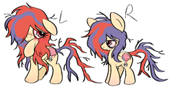 Size: 1297x653 | Tagged: safe, artist:muffinz, oc, oc only, oc:cn2, oc:optic nerve, earth pony, pony, female, filly, foal, mare, pixel-crisp art, siblings, simple background, sisters, twins, white background