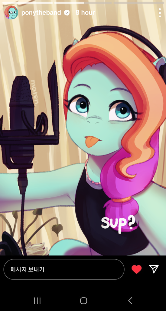 [:p,artist:maren,chains,clothes,cute,earth pony,female,g5,headphones,jazz hooves,jewelry,mare,microphone,necklace,pony,safe,solo,tanktop,voice actor joke,tongue out,jazzibetes]