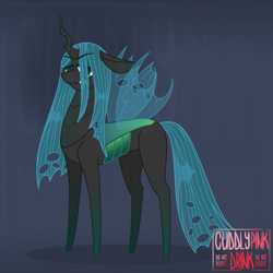 Size: 1500x1500 | Tagged: safe, artist:cuddlypinkdrink, queen chrysalis, changeling, changeling queen, g4, redesign, solo, transparent wings, wings