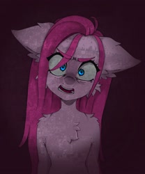 Size: 1890x2268 | Tagged: safe, artist:kittygutzzart, pinkie pie, earth pony, pony, semi-anthro, g4, cheek fluff, chest fluff, female, floppy ears, fluffy, head tilt, mare, pinkamena diane pie, solo