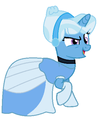 Size: 380x438 | Tagged: safe, artist:brightstar40k, trixie, pony, unicorn, g4, blue, cinderella, clothes, cosplay, costume, dress, gown, simple background, solo, white background