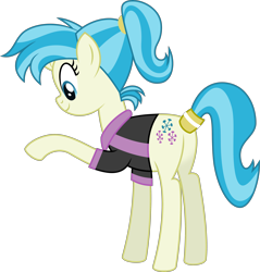 Size: 3180x3329 | Tagged: safe, artist:starcollider, allie way, pony, unicorn, g4, slice of life (episode), .svg available, butt, clothes, female, hairband, high res, looking down, mare, plot, ponytail, raised hoof, shirt, simple background, solo, svg, transparent background, vector
