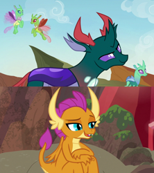 Size: 1280x1440 | Tagged: safe, edit, edited screencap, screencap, pharynx, smolder, changedling, changeling, dragon, g4, sweet and smoky, to change a changeling, dragoness, female, male, prince pharynx, shipping, shipping domino, smolrynx, straight
