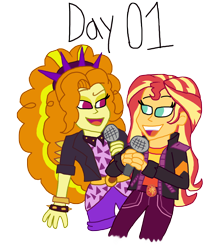 Size: 3000x3496 | Tagged: safe, artist:ktd1993, adagio dazzle, sunset shimmer, human, equestria girls, g4, duo, female, high res, lesbian, microphone, ship:sunsagio, shipping, simple background, transparent background