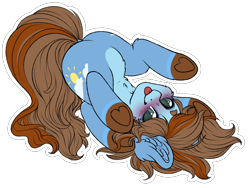 Size: 4000x3000 | Tagged: safe, artist:cobaltmist, part of a set, oc, oc only, oc:sertpony, earth pony, pony, blue coat, blushing, brown mane, chibi, cute, ear fluff, male, simple background, solo, tongue out, transparent background