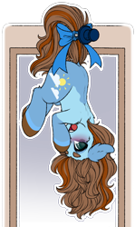 Size: 2500x4200 | Tagged: safe, artist:cobaltmist, part of a set, oc, oc only, oc:sertpony, earth pony, pony, blue coat, blushing, bow, brown mane, chibi, cute, male, simple background, solo, tail, tail bow, transparent background