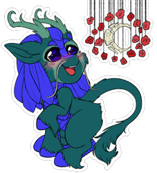 Size: 2900x3200 | Tagged: safe, artist:cobaltmist, part of a set, oc, oc only, oc:lunar, kirin, antlers, blushing, female, green fur, high res, simple background, solo, transparent background, unshorn fetlocks