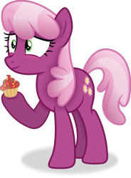 Size: 2406x3268 | Tagged: safe, artist:anime-equestria, cheerilee, earth pony, pony, g4, cupcake, female, food, high res, mare, simple background, smiling, solo, transparent background, vector