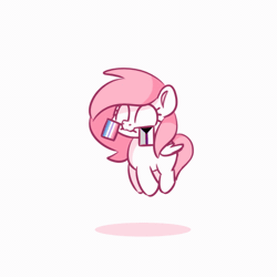 Size: 560x560 | Tagged: safe, artist:sugar morning, oc, oc only, oc:sugar morning, pegasus, pony, animated, bigender pride flag, cute, demisexual pride flag, eyes closed, female, gif, happy, jumping, mare, pride, pride flag, simple background, smol, solo, white background